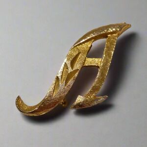 Vintage Gold Tone Letter A Brooch – Monogram Initial Costume Jewelry Pin